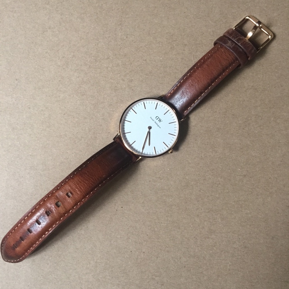 DANIEL WELLINGTON Rose Gold Brown Leather Watch